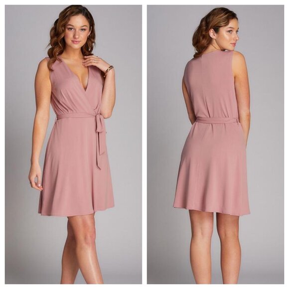 Blush Tie Front Dress - Picture 1 of 5